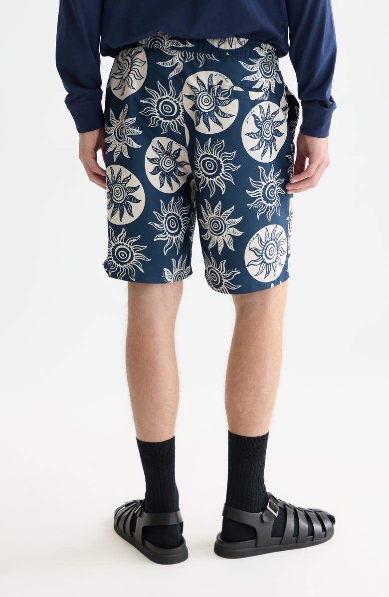 Scotch & Soda Print Swim Trunks, Alternate, color, Suns Captains Blue