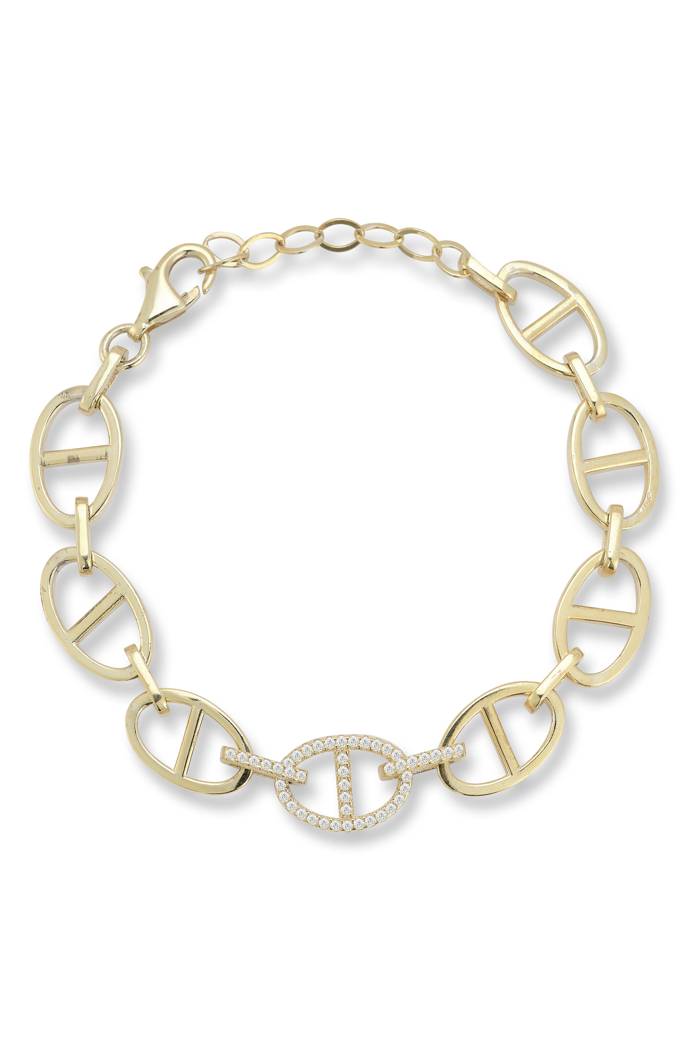 CHLOE AND MADISON 14K Gold Plate Cubic Zirconia Chain Bracelet