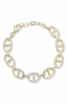 CHLOE AND MADISON 14K Gold Plate Cubic Zirconia Chain Bracelet