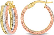 DELMAR Twisted Triple Hoop Earrings