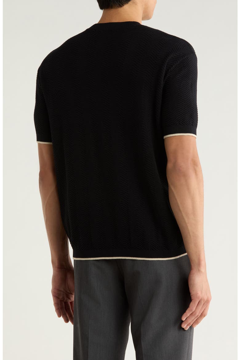 Tipped Chevron Knit T-Shirt, Alternate, color, NAVY