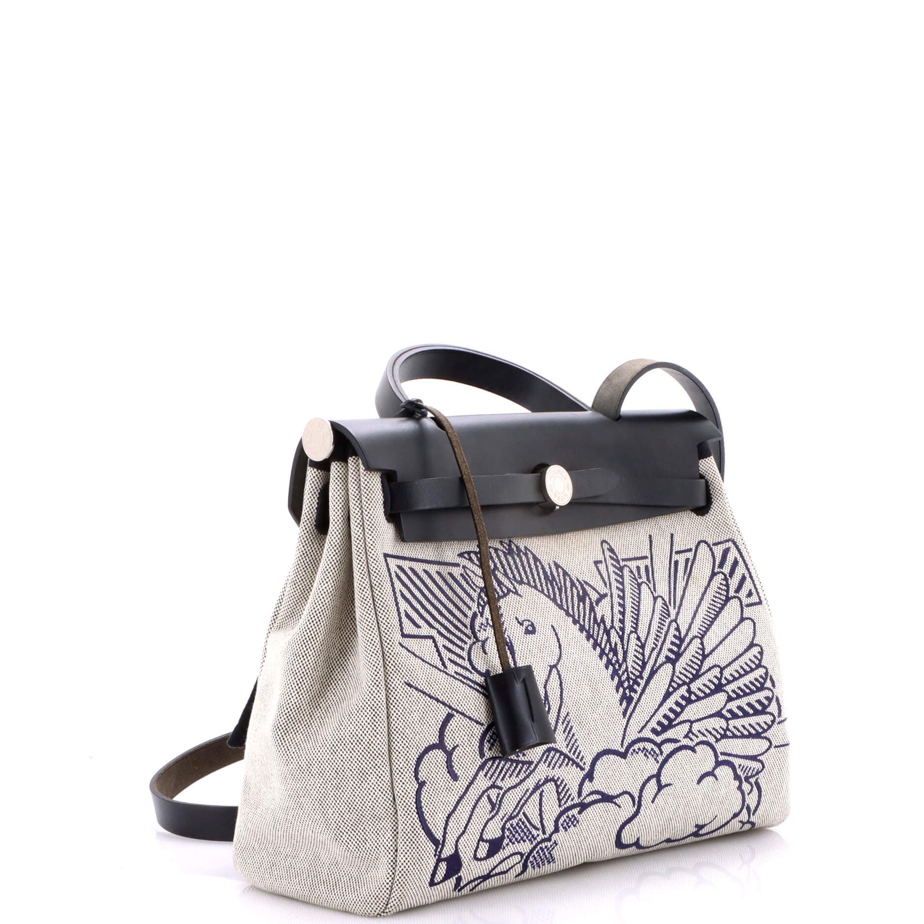 Pre-Owned Hermes Herbag Zip Pegase Pop Toile and Leather 31, Alternate, color, Bleu Indigo