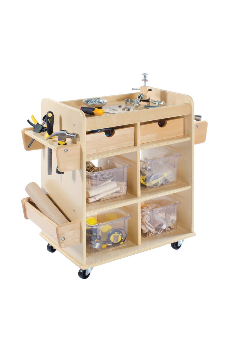 Kaplan Early Learning Company Utility Storage Cart, Alternate, color, Beige