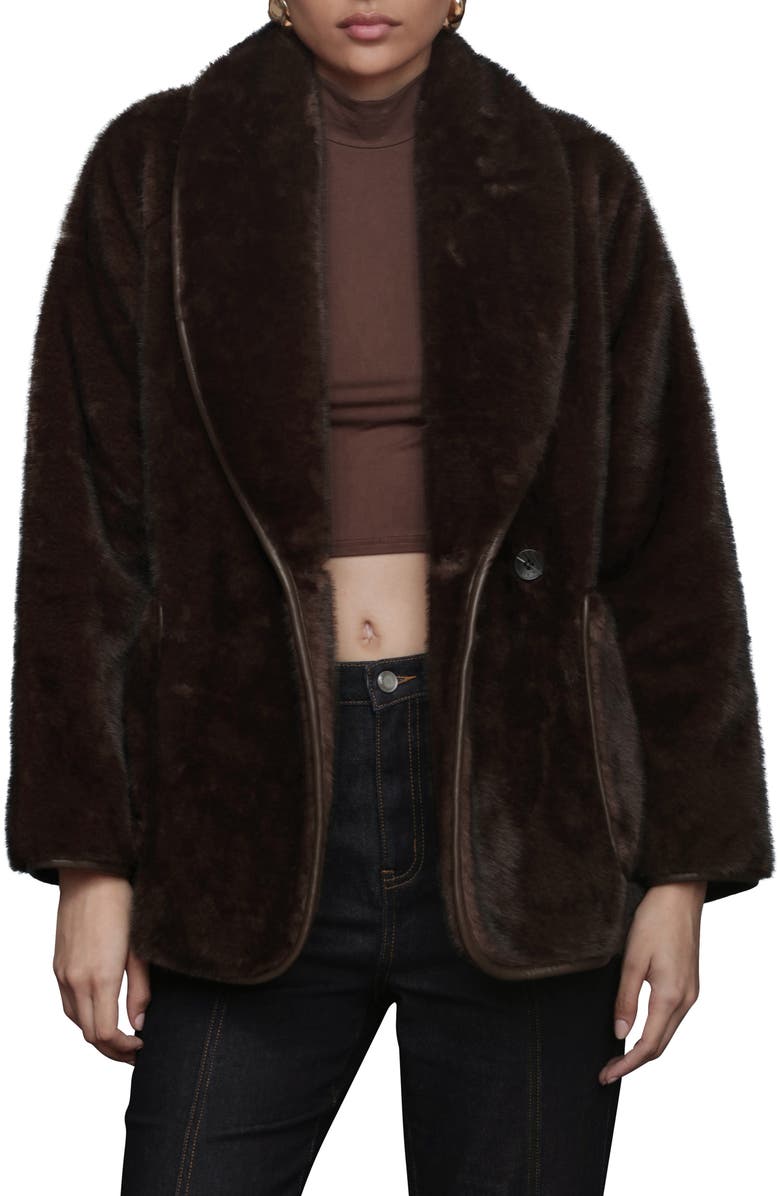 Avec Les Filles Shawl Collar Faux Fur Jacket, Main, color, Espresso