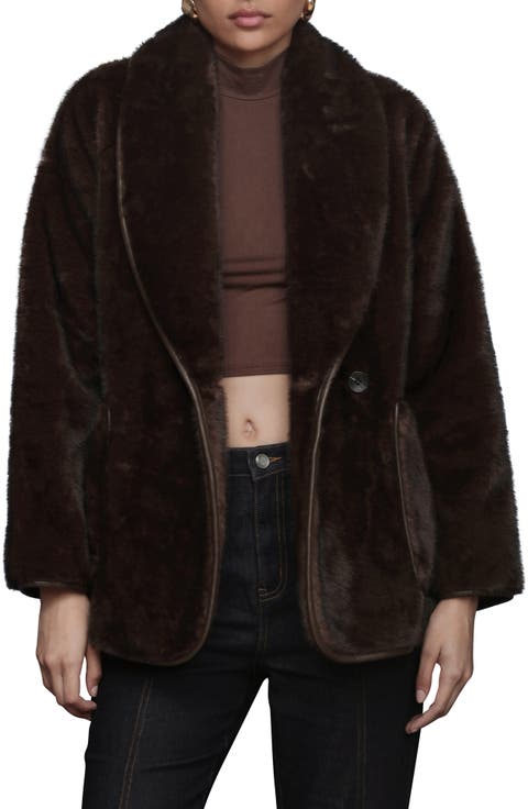 Shawl Collar Faux Fur Jacket
