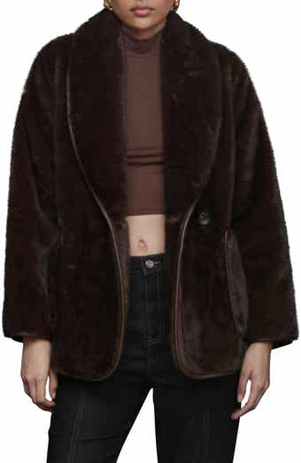 Avec Les Filles Shawl Collar Faux Fur Jacket