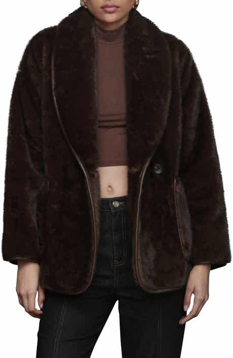 Avec Les Filles Shawl Collar Faux Fur Jacket