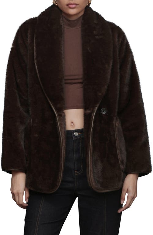 Avec Les Filles Shawl Collar Faux Fur Jacket In Black