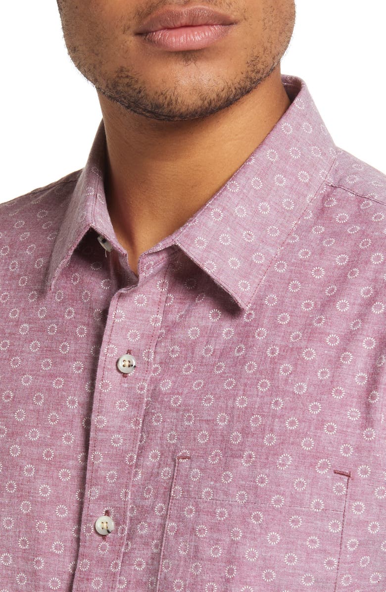 TravisMathew Men's Tyre Print Short Sleeve Button-Up Shirt, Alternate, color,