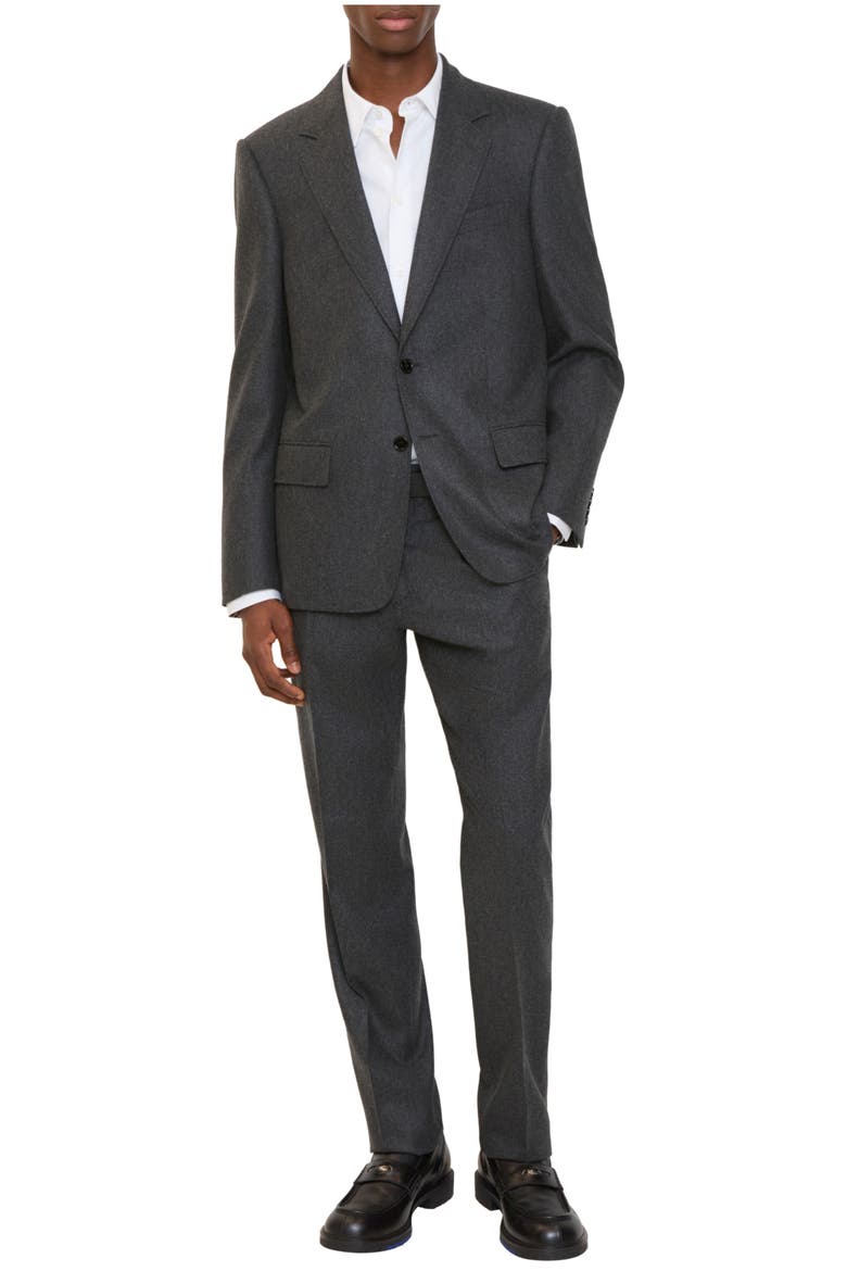 Wool Flannel Tailored Trousers, Main, color, Brisk grey