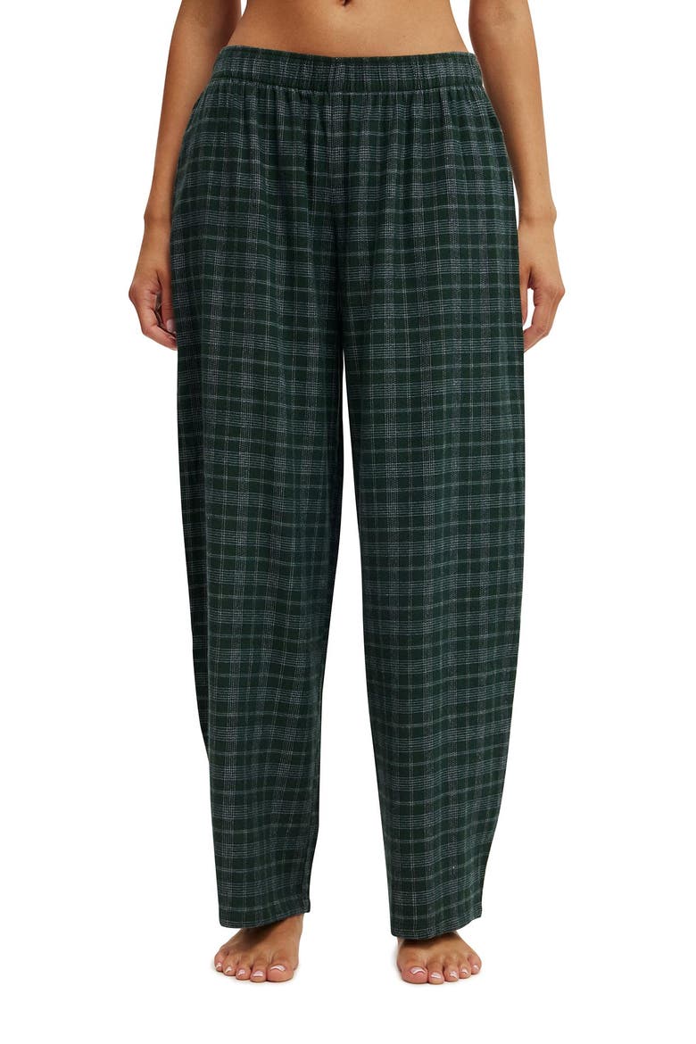 Women's Flannel Barrel Leg Pant, Main, color, Odie Check Pine Cone