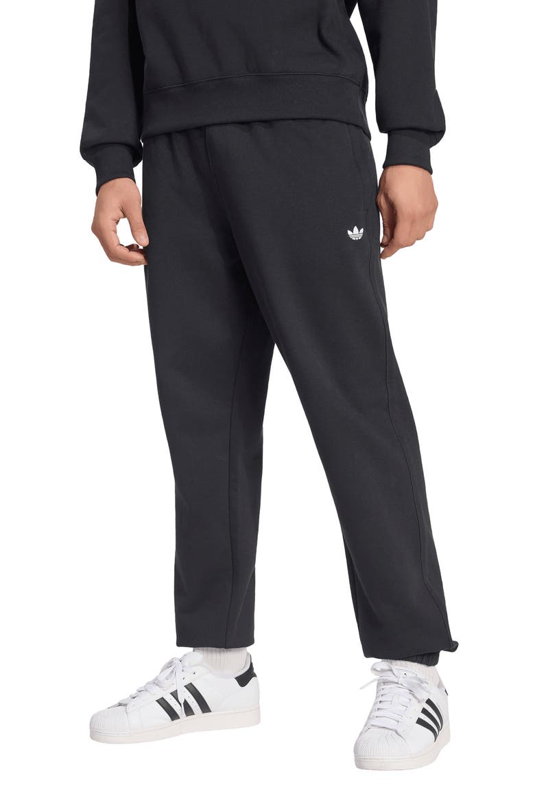 Trefoil Essentials Fleece Joggers, Main, color, BLACK