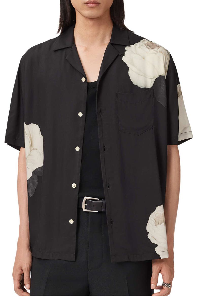 Alberic Camp Shirt, Main, color, JET BLACK