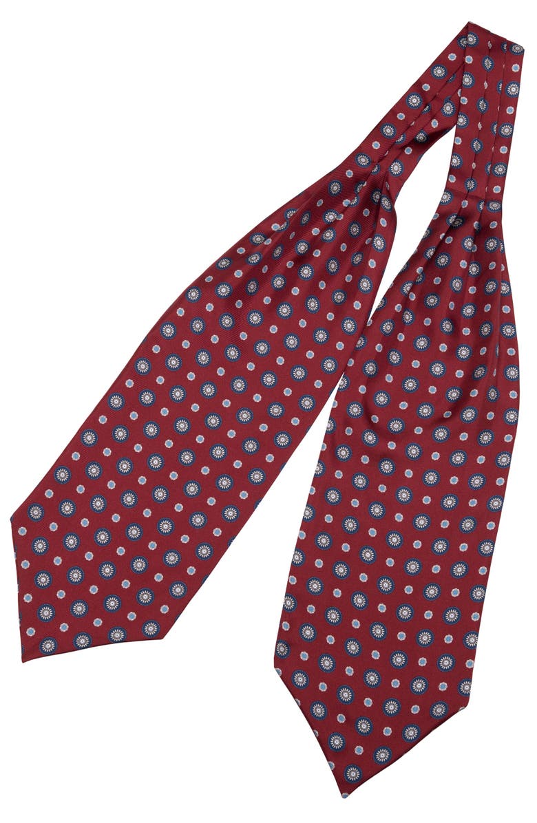 Elizabetta Burano - Silk Ascot Cravat Tie for Men, Alternate, color, Burgundy