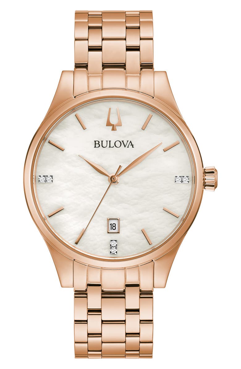 BULOVA Diamond Bracelet Watch, 36mm, Main, color, Rose Gold