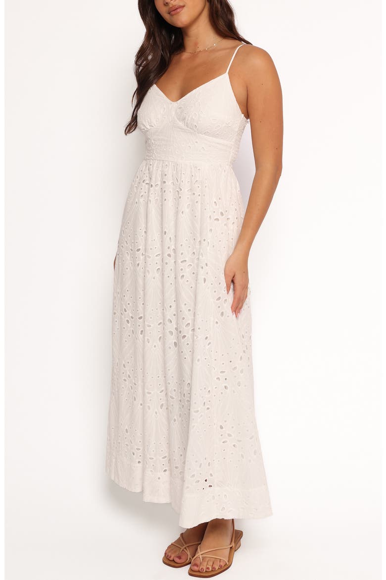 Yasmin Cotton Eyelet Midi Dress, Alternate, color, WHITE