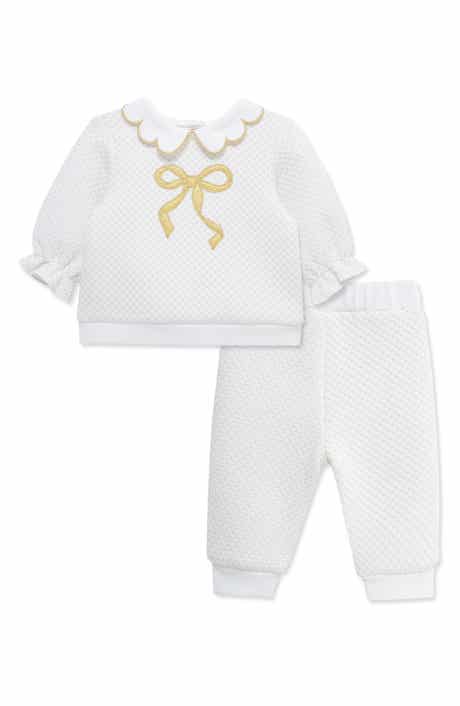 Little Me Bow Collared Top & Joggers Set