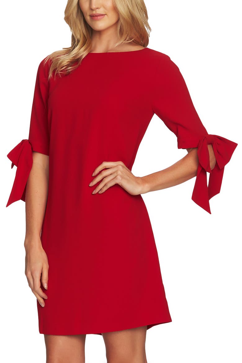 Moss Crepe Shift Dress, Alternate, color, RIBBON RED
