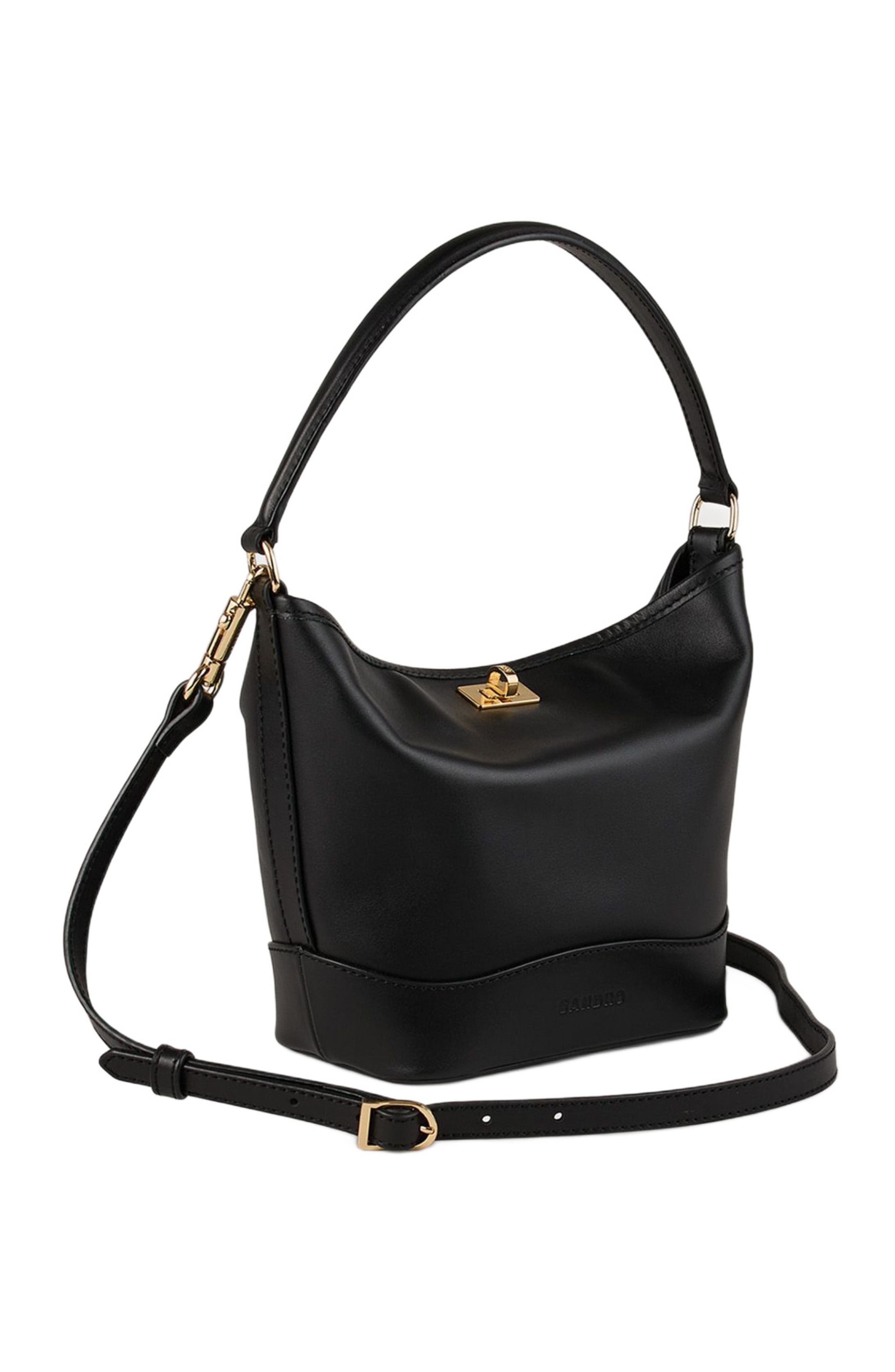 SANDRO Tangoso mini leather bag, Alternate, color, Black