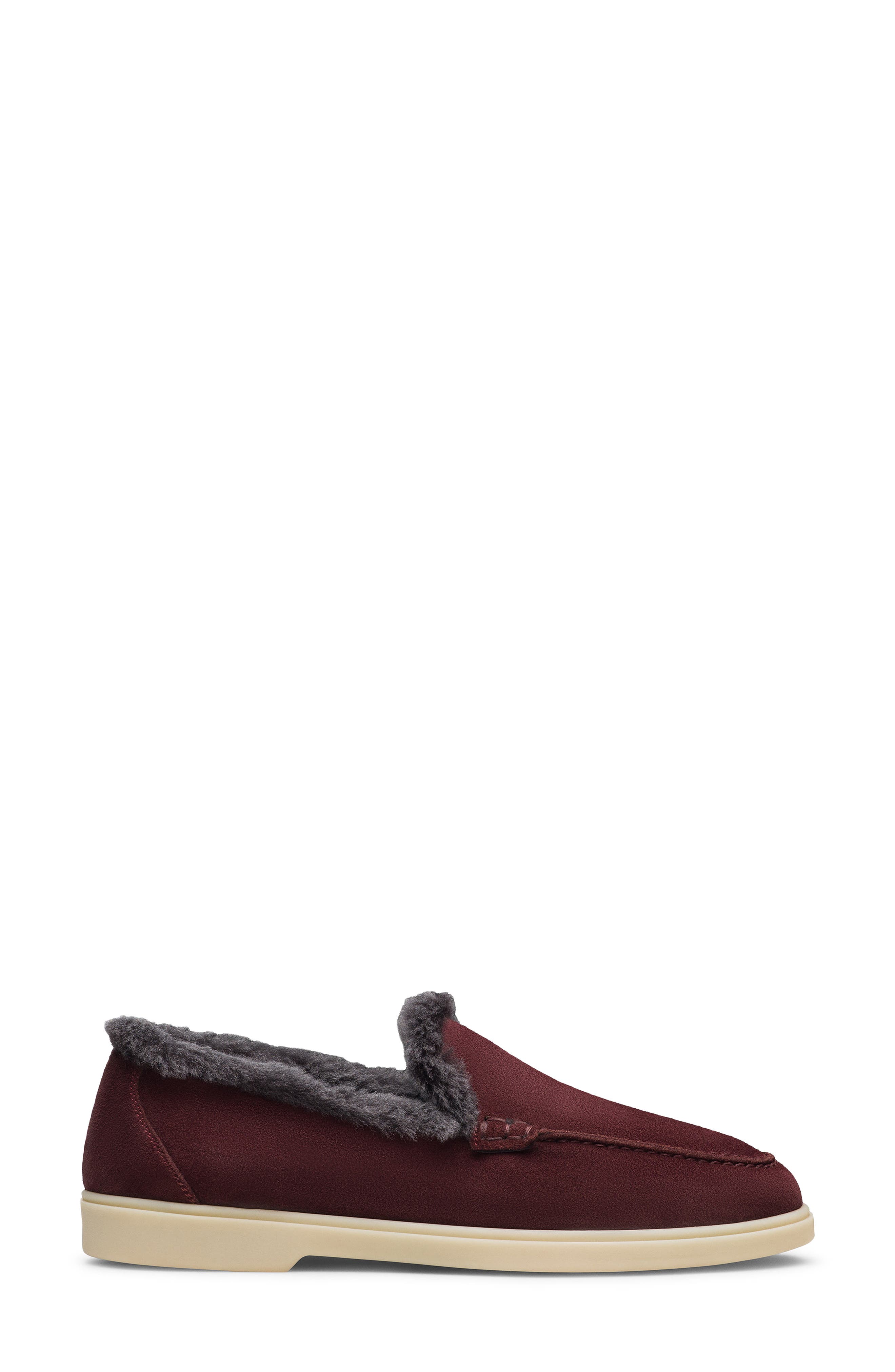 Sophie Loafer, Alternate, color, BURGUNDY SUEDE/ SHEARLING
