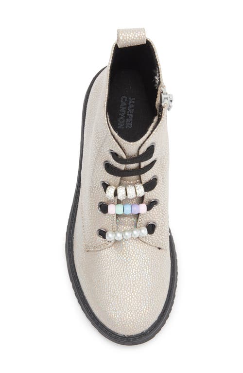 Harper Canyon Kids' Poppey Beaded Combat Boot In Black