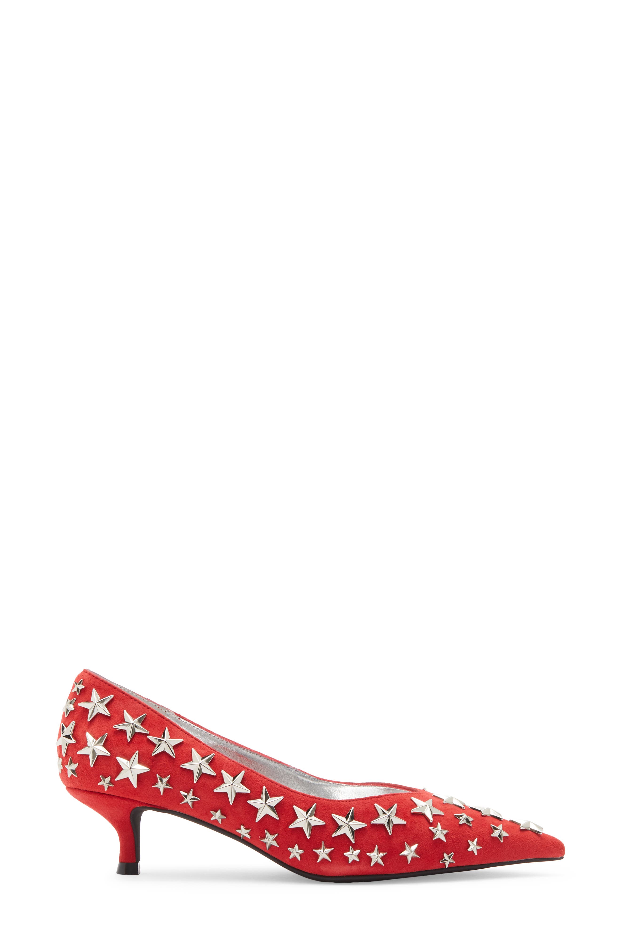 Starpower Studded Pump, Alternate, color, RED SUEDE SILVER