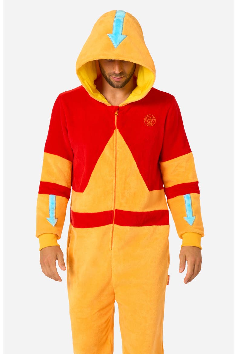 Aang Avatar® Long Sleeve Hooded Fleece Jumpsuit, Alternate, color, YELLOW