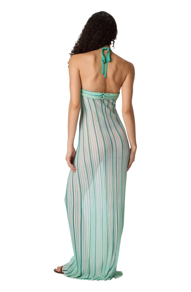 Missoni Long Cover-up Dress In Ribbed Viscose, Alternate, color, White & Light Blue