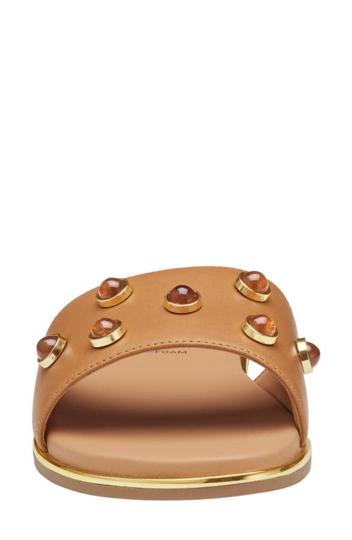 Johnston & Murphy Shayla Embellished Slide Sandal In Tan Full Grain Leather