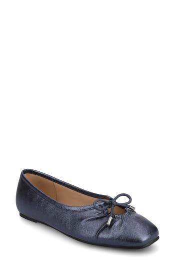 Journee Collection Callee Keyhole Square Toe Flat In Blue