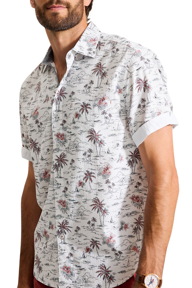 Nova Wave Sweetwater Scenic Short Sleeve Button Up Shirt, Main, color, RHUMBA