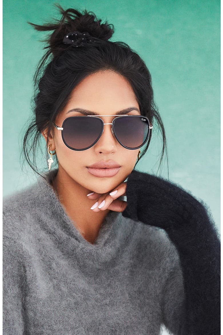Australia All In 56mm Aviator Sunglasses, Alternate, color, BLACK/ SMOKE FADE