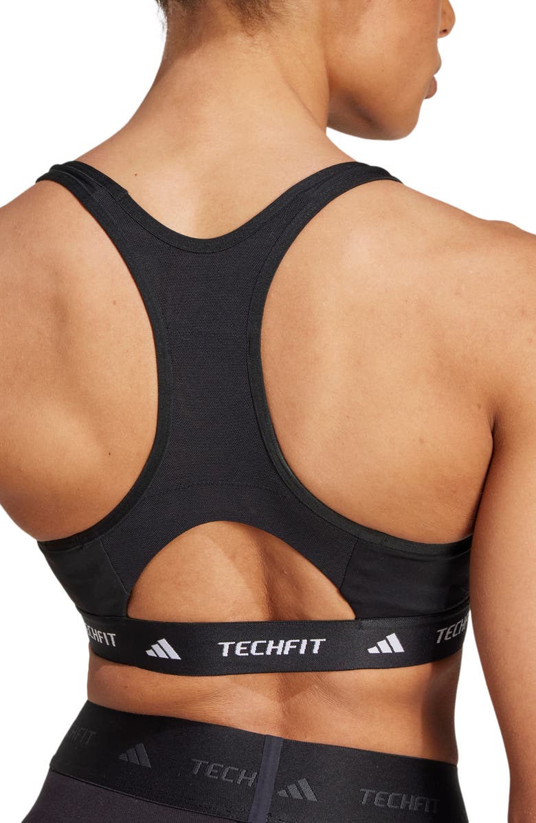 adidas Techfit Medium Support Sports Bra, Alternate, color, Black