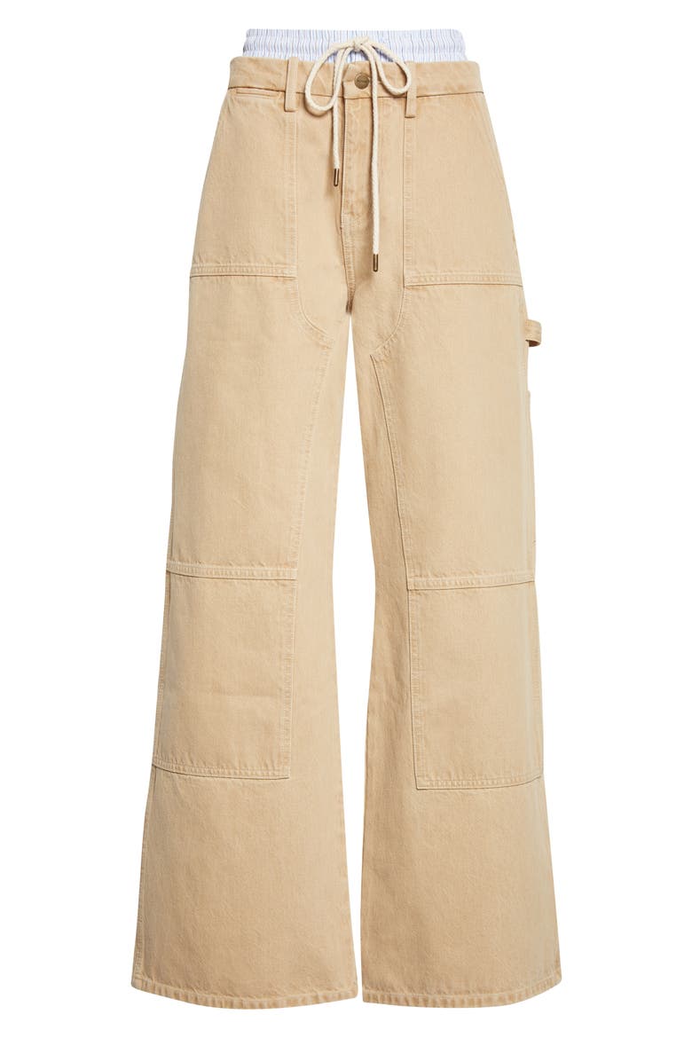Double Waistband Wide Leg Carpenter Pants, Alternate, color, TAN