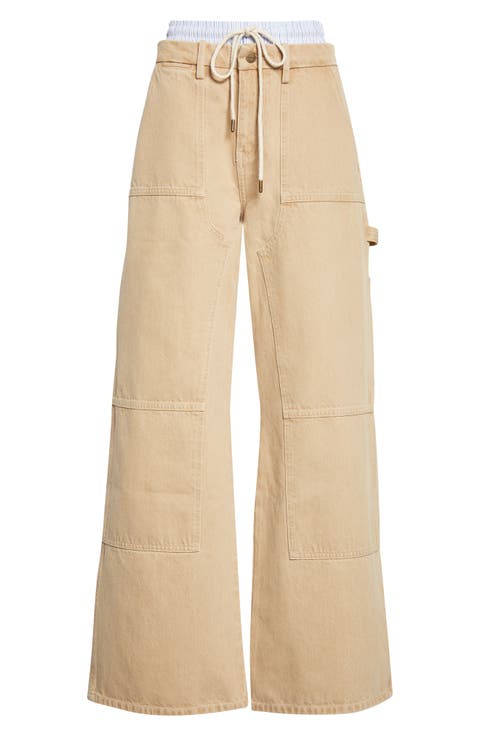 Double Waistband Wide Leg Carpenter Pants