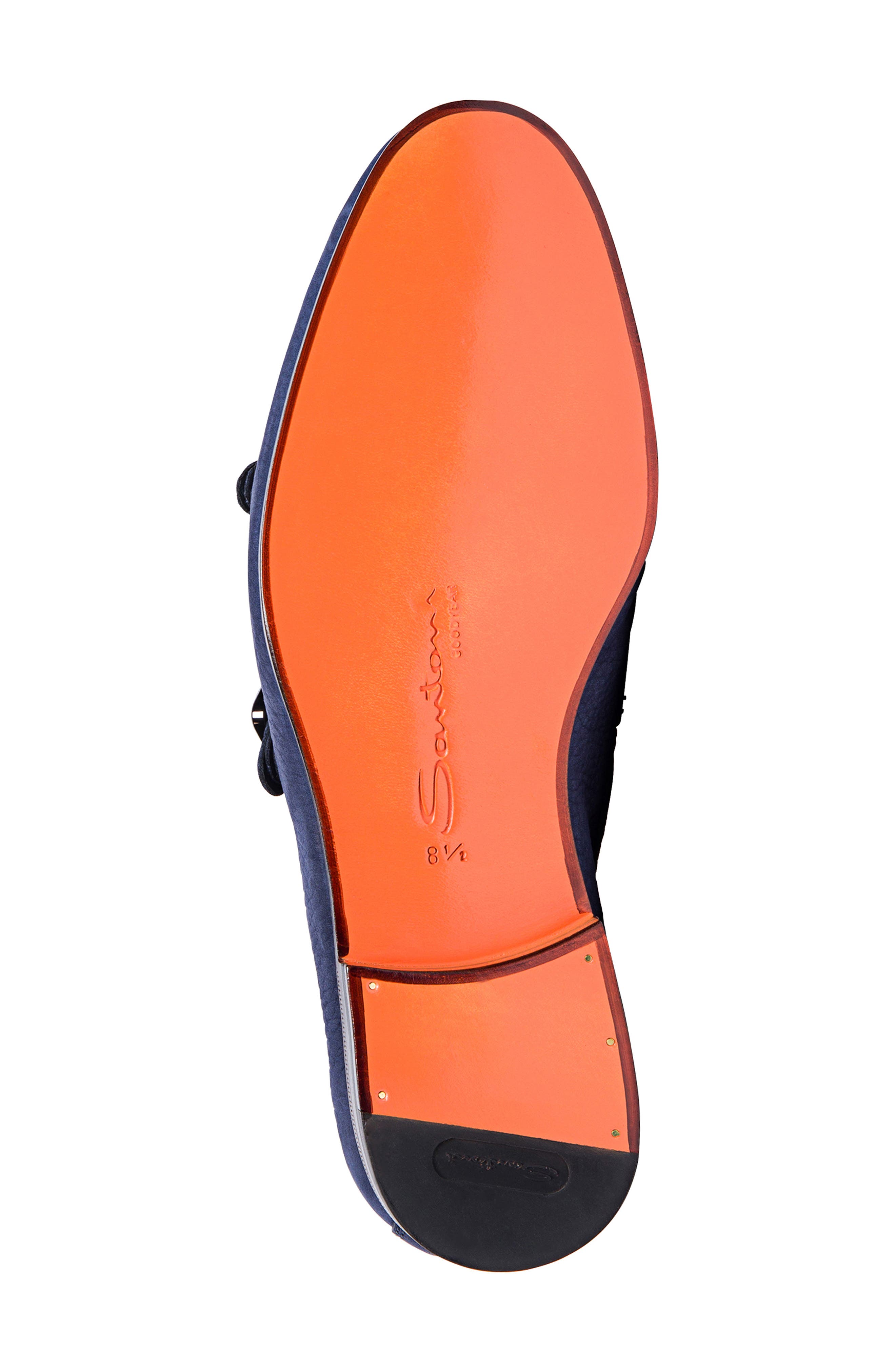 Santoni Dong Double Monk Strap Shoe, Alternate, color, Blue