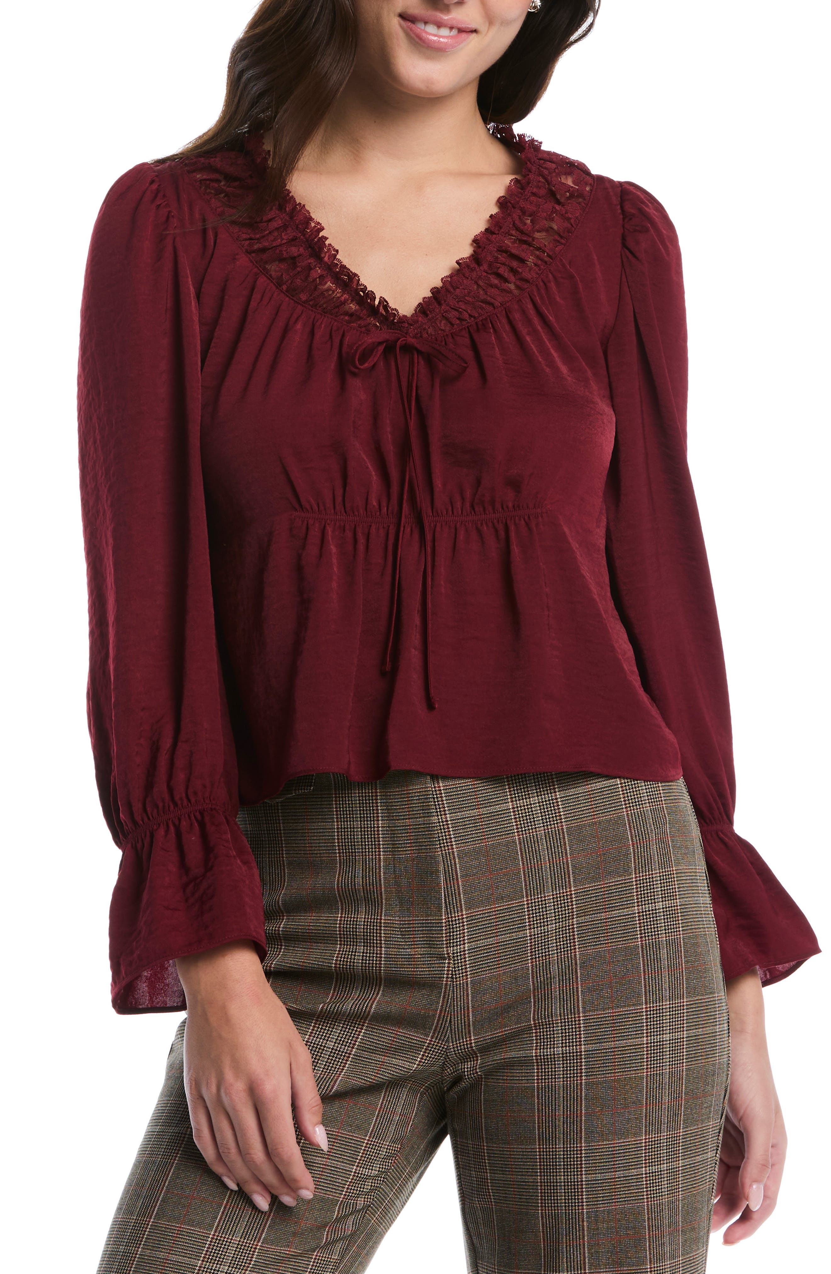 Lace Trimmed Empire Waist Cropped Top