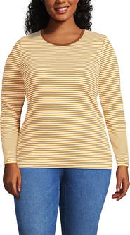 Lands' End Plus Size Long Sleeve Micro Rib T-Shirt