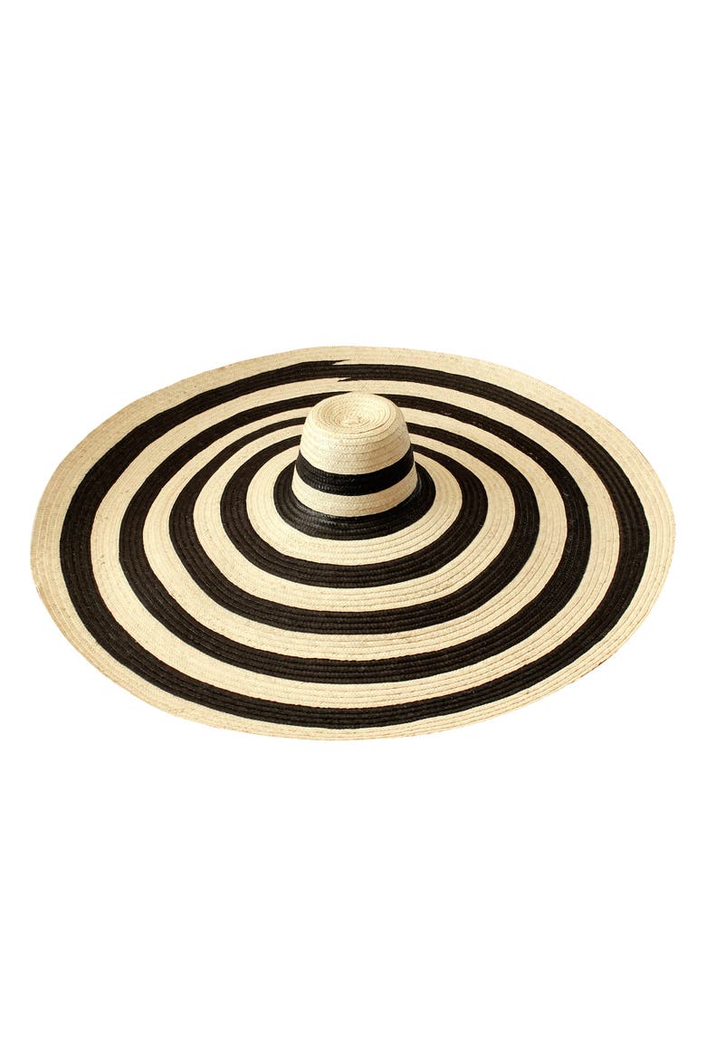 The Solana Oversized Striped Straw Hat, Main, color, Black