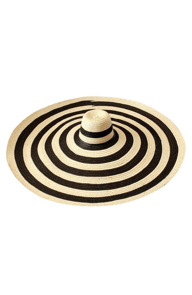BRUNNA.CO The Solana Oversized Striped Straw Hat, Main, color, Black