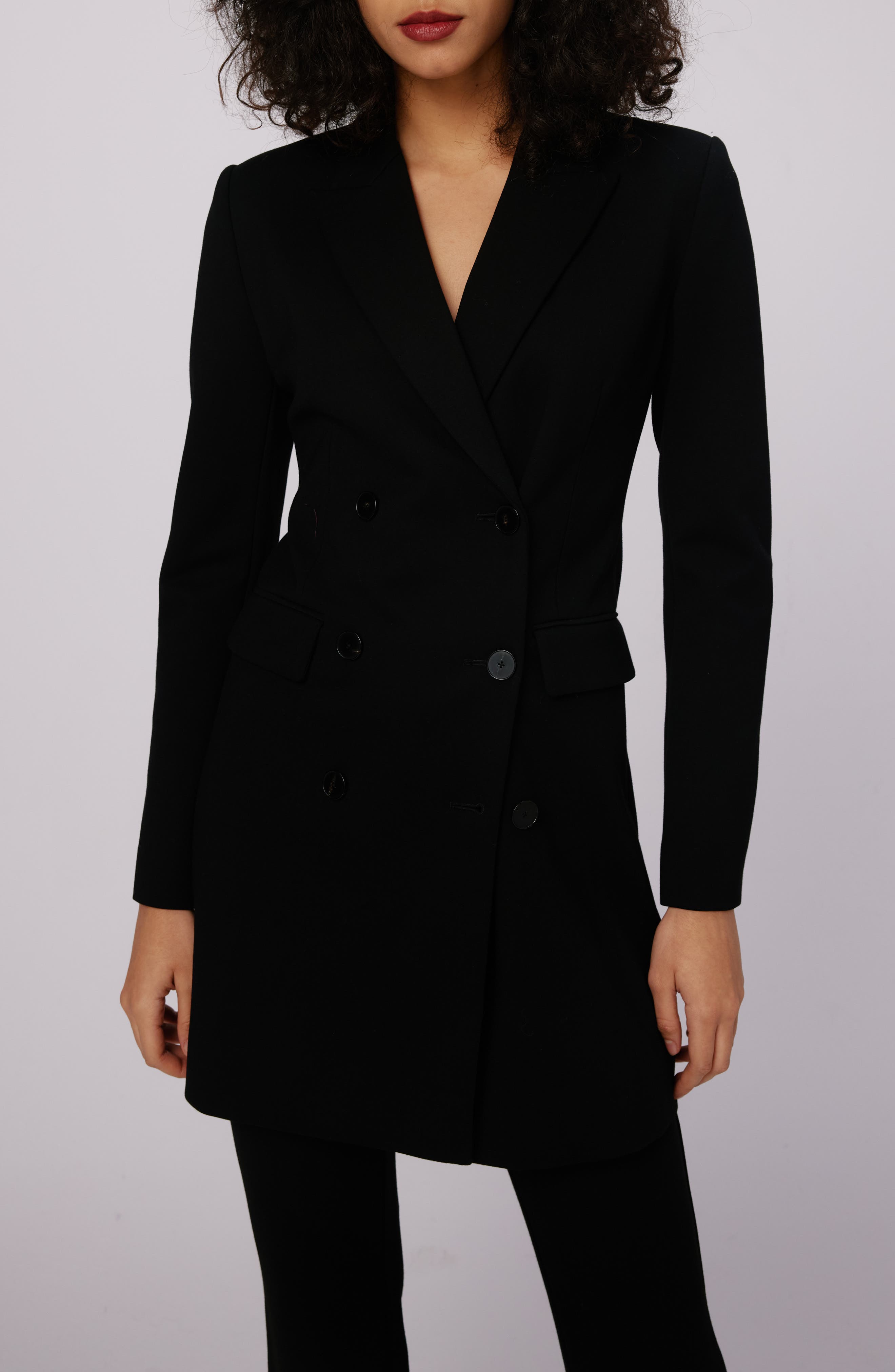 Dvf Virginia Double Breasted Long Jacket In Black