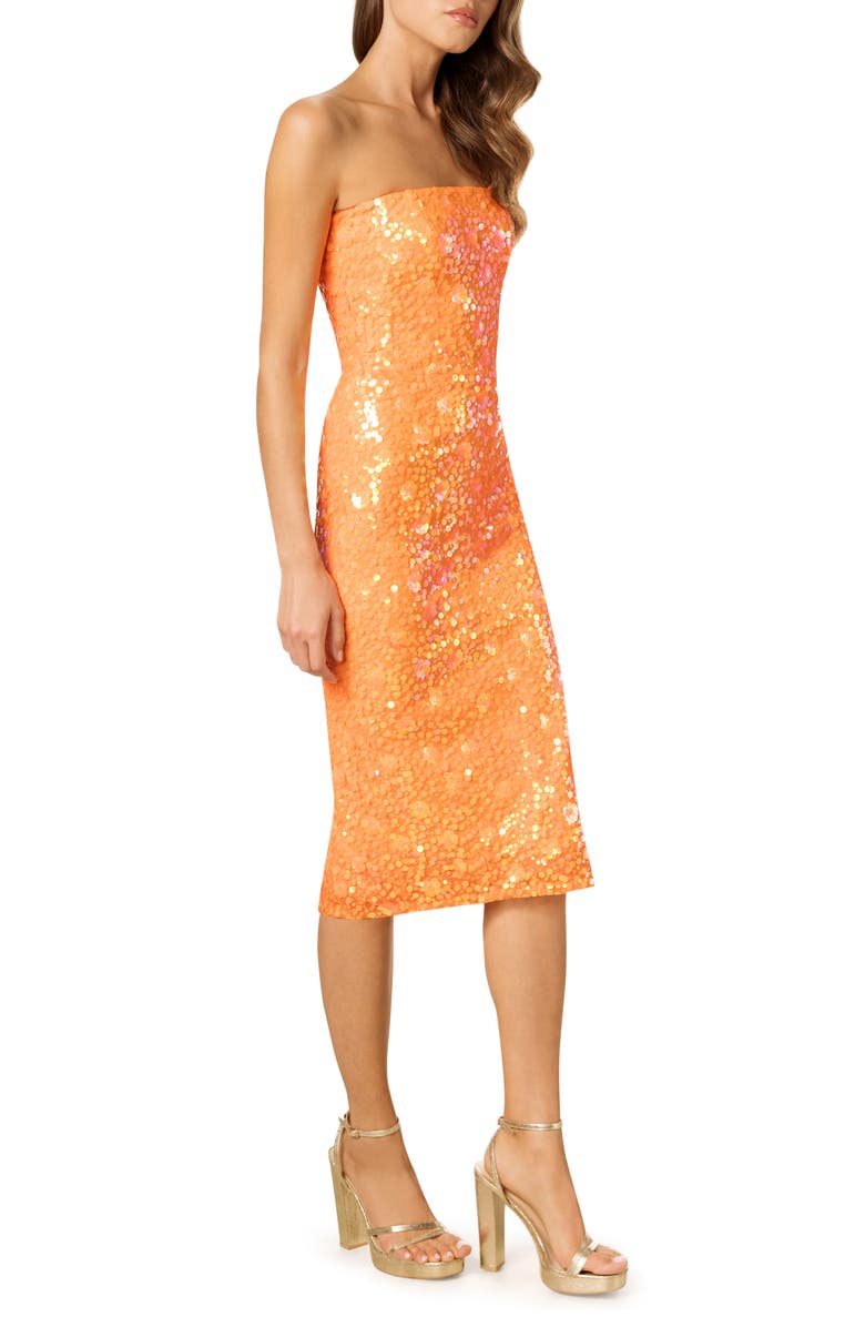 Dress the Population Viviana Sequin Strapless Cocktail Dress, Alternate, color,