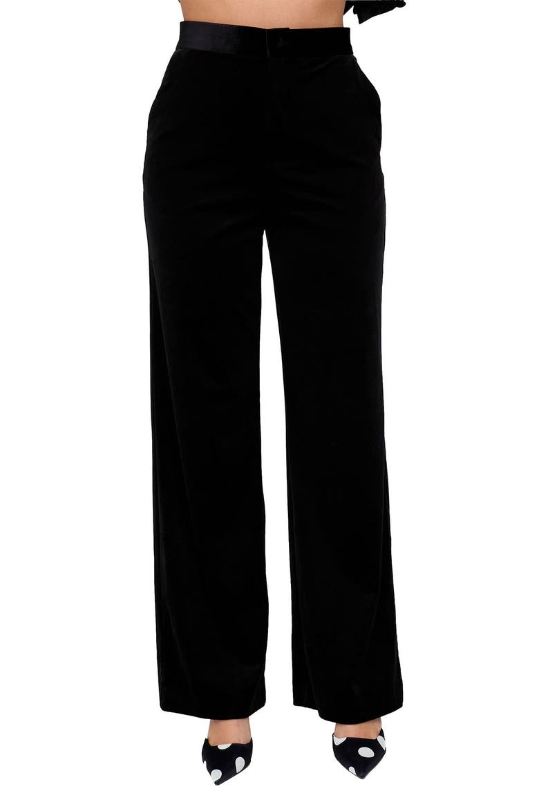 Valerie Straight Leg Velvet Trouser, Main, color, Black