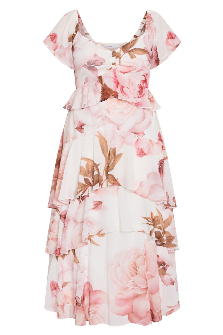 Sienna Floral Print Midi Dress, Main, color, SUNLIT PETALS