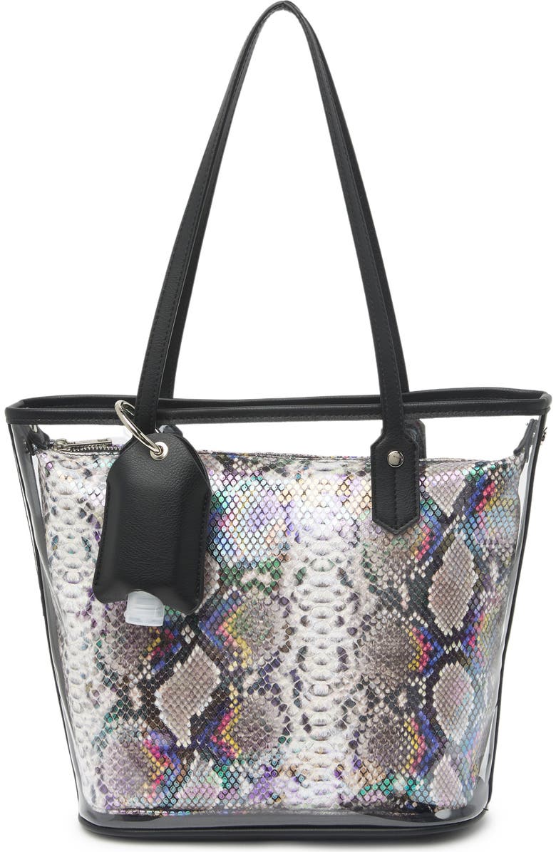Madden Girl Snake Embossed Pouch & Transparent Tote Bag, Main, color,