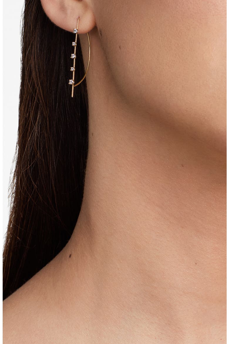Solo Diamond P Hoop Earrings, Alternate, color, YELLOW