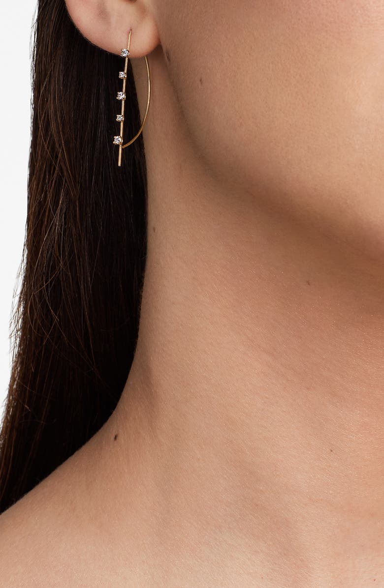 LANA Solo Diamond P Hoop Earrings, Alternate, color, 