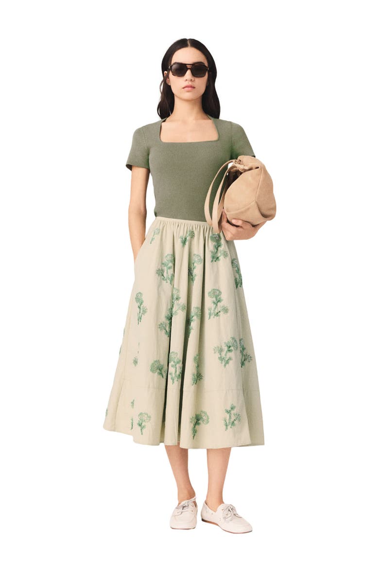 Embroidered technical skirt, Main, color, Beige