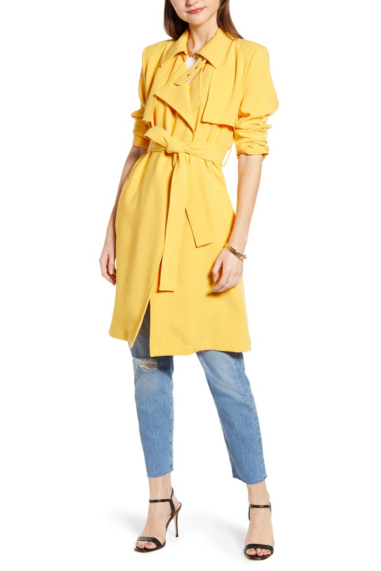Drapey Trench Coat (Nordstrom Exclusive), Alternate, color, YELLOW AMBER