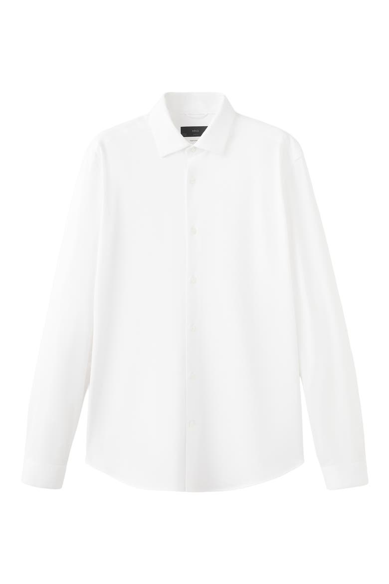 Slim Fit Cotton Blend Button-Up Shirt, Alternate, color, WHITE